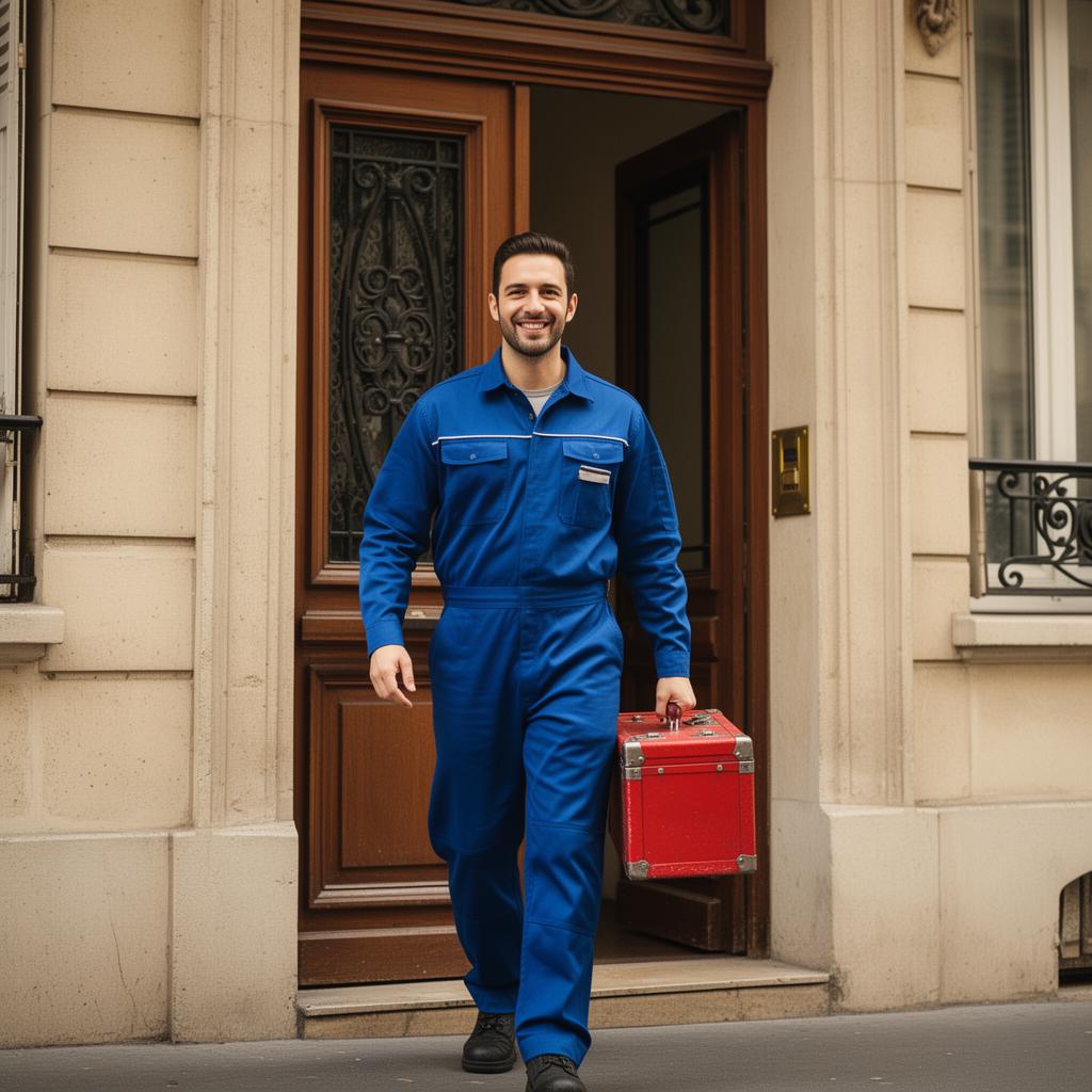 Technicien 3EP CLIM arrivant avec son matériel